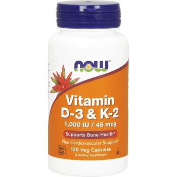NOW Vitamin D-3 + K-2, 120 капсули, Now