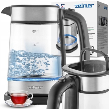 Zelmer Square ZCK8021 2200W 2L стъклен/неръждаем чайник (ZELMER-CZ-08-86)