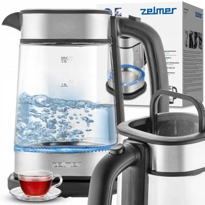 Zelmer Square ZCK8021 2200W 2L стъклен/неръждаем чайник (ZELMER-CZ-08-86)