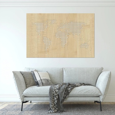 dřevo života Dřevěná mapa světa DOTS Zvolte barvu dekoru: Javor, Velikost map: 80x53