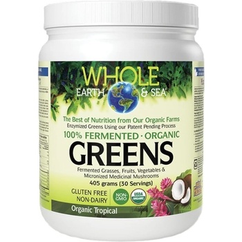 Natural Factors Whole Earth & Sea Fermented Organic Greens, тропически плодове, 405 g, Natural Factors