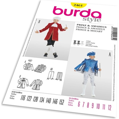 Střih Burda 2461 - Kostým princ, Mozart