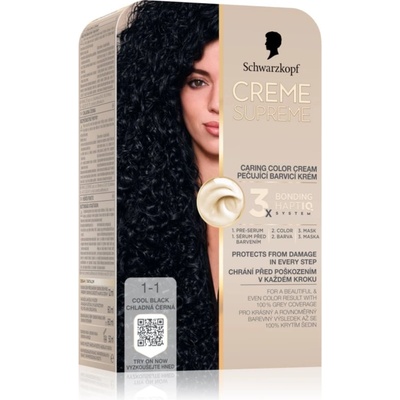 Schwarzkopf Creme Supreme перманентната боя за коса цвят 1-1 Cool Black 60ml