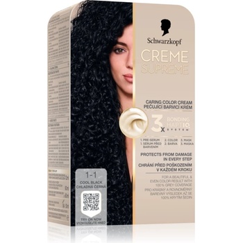 Schwarzkopf Creme Supreme перманентната боя за коса цвят 1-1 Cool Black 60ml