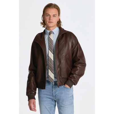 Gant RELAXED LEATHER bomber jacket fialová
