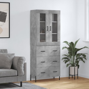 vidaXL Висок шкаф, бетонно сив, 69, 5x34x180 см, инженерно дърво (3198413)