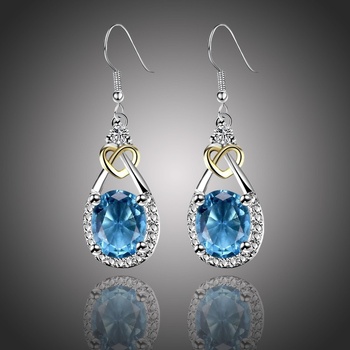 Sisi Jewelry náušnice Swarovski Elements Santini Luxus a Elegance srdíčko E1046 Světle modrá