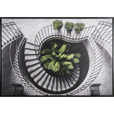 Bondecor Obraz na plátně v rámu "Schodiště black & green" 84x59 cm Barva: Přírodní rám