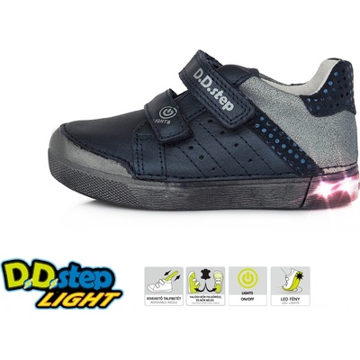 D.D.Step Prechodné BLIKAJÚCE vodeodolné topánky ROYAL blue kožené