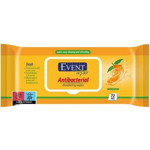 Event Антибактериални мокри кърпи Event - С мандарина, 72 броя (2EV02ANT106MAN072A) - ozone