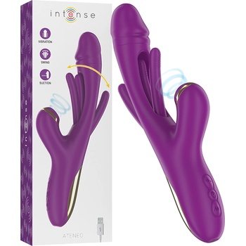 Intense Ateneo Rechargeable Multifunction Vibrator 7 Vibrations with Swinging Motion & Sucking Purple