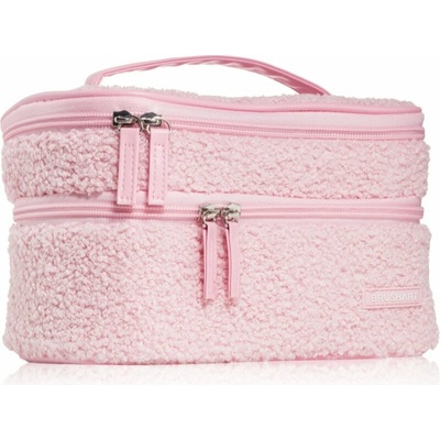 BrushArt Accessories fluffy make-up bag taštička s dvěma přihrádkami light pink