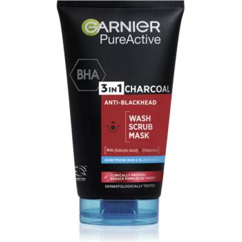 Garnier Pure Active черна маска за лице против черни точки и акне с активен въглен 3в1 150ml