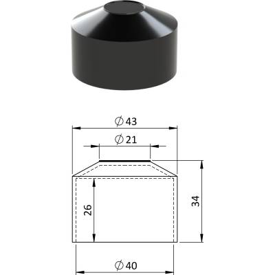 Vonkajšia krytka guľatá ø 40 mm, plastová PE, čierna
