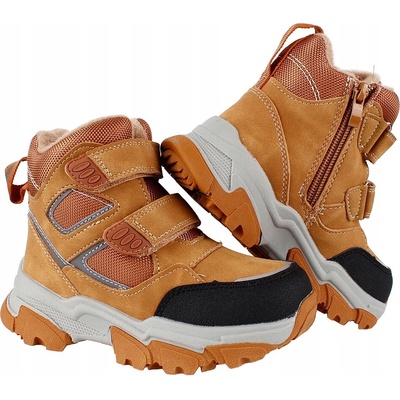 Linshi dětské kozačky nubukové hnědé