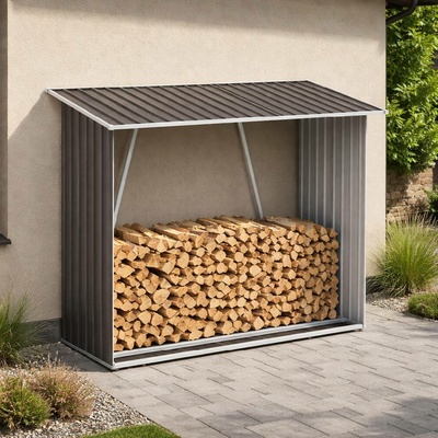 Zahradní dřevník BestBerg 1,8 m²/ 217 x 83 x 154 cm / šedá