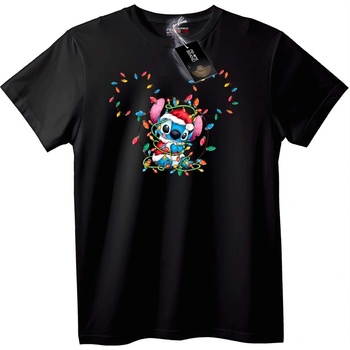 NOONEBRAND Тениска Стич Коледни Светлини - S, Black