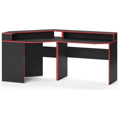 Vicco Stůl pro hraní Kron, 190 x 90 cm Rohový tvar, Červená/Černá