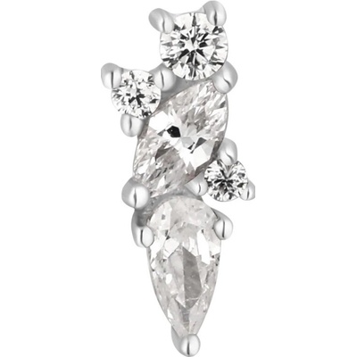 Buddha jewelry Buddha jewelry Bezzávitová koncovka piercingu Visionary ze 14 kt zlata 585/1000 se zirkony Bílé zlato