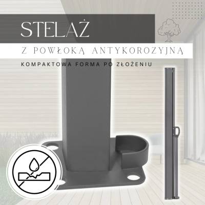Springos Bočná markíza 300 X 160 cm čierno sivá AW0002