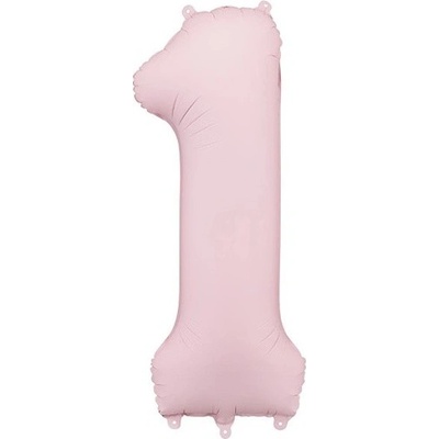 PartyDeco Balónek fóliový číslo 1 světle růžová 86 cm