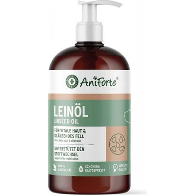 AniForte Lněný olej v přírodní za studena lisované kvalitě pro psy kočky a koně 500 ml