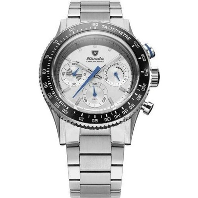 Nivada Grenchen Chronoking Meca Racing Grey - Inter. Bezel - Bracelet Flat Link