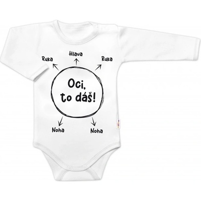 Baby Nellys Body dlhý rukáv s vtipným textom Oci to dáš! biele