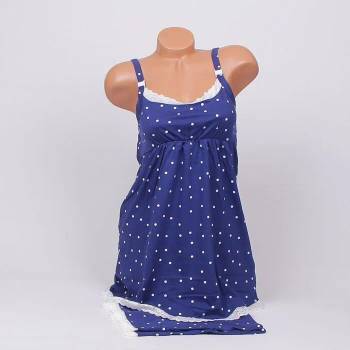 Image 1 of Пижама за бременни в тъмносиньо с точки и дантела