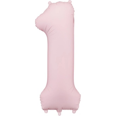 Party Deco Balón Číslo 1 Pastelovo ružový 86 cm