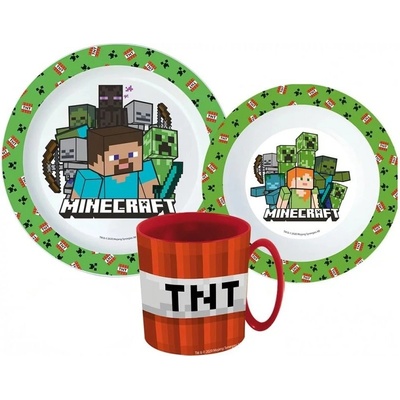 Stor Sada plastového riadu Minecraft s červeným hrnčekom TNT 3 diely