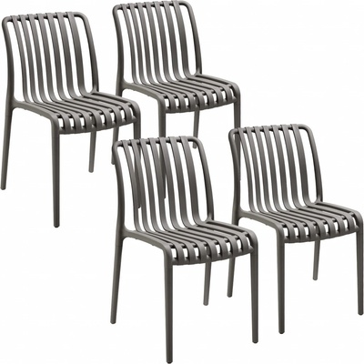tectake 406050 zahradní židle alcudia, odolné proti povětrnostním vlivům, stohovatelné - antracit,sada 4 kusů