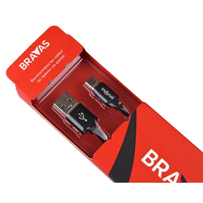 Bravas Кабел USB Type C черен 1м. FAST CHARGE сертифициран