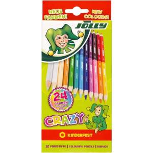 Jolly Superstick Crazy 12 бр. /24 цвята комплект цветни моливи с двойни краища 3000-0503 (3000-0503)