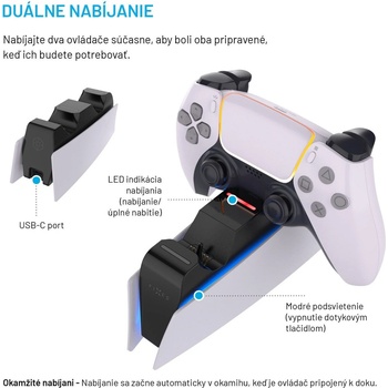 FIXED Nabíjací dok pre ovládače DualSense FIXPS5-DCC-BW