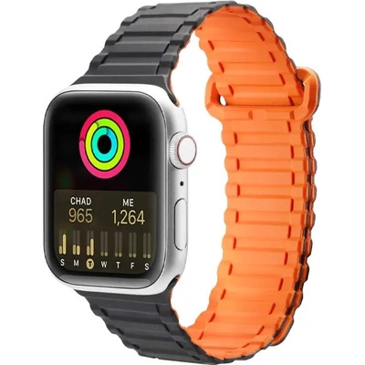 Dux Ducis Магнитна силиконова каишка Dux Ducis Strap (Armor Version) за Apple Watch SE, 8, 7, 6, 5, 4, 3, 2, 1 (41, 40, 38 mm), черно-оранжева (6934913035405)