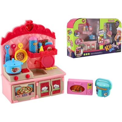 Teddies Kuchyňka s doplňky plast na baterie se světlem v krabici