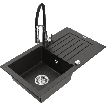 Mexen Pablo гранитна мивка с 1 отделение със сушилник и кухненски смесител (6510-75-73450-07)