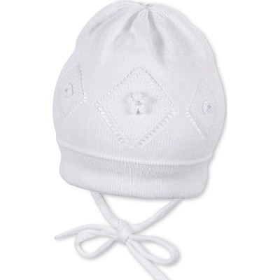 Sterntaler Памучна плетена детска шапка Sterntaler - 49 cm, 12-18 месеца, бяла (1701610-500)
