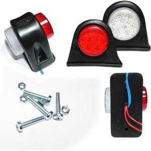  2 броя - 24v led Гумени Диодени Странични Маркери Рогчета Светлини За Камион Ремарке Платформа Бяло Червено