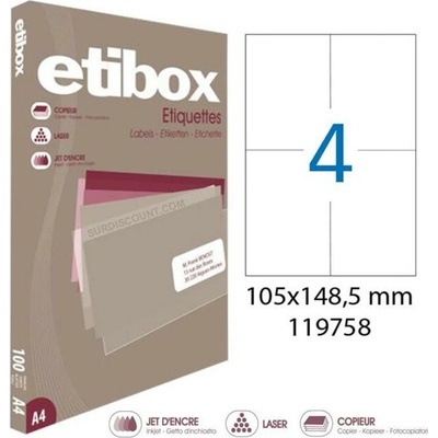 Etikety univerzálne 105x148,5mm Etibox A4 100 hárkov