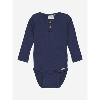 Detské body s dlhým rukávom z bavlny a modalu Dark Navy Minymo