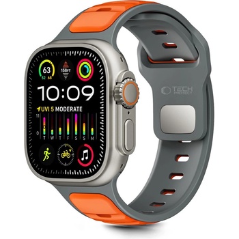 Tech-Protect iconband line apple watch 8 / 9 / 10 / 11 / se / ultra (44 / 45 / 46 / 49 mm) grey/orange (5906302333431)