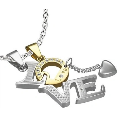 Šperky eshop Dvojitý přívěsek z oceli Love zlaté písmeno O G21.25