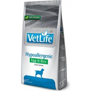 Farmina Vet Life Hypoallergenic Egg Rice - диетична храна за кучета, намалява непоносимост към съставки, хранителни елементи; елиминационна диета; подпомага защитната функция на кожата при дерматози, прекомер