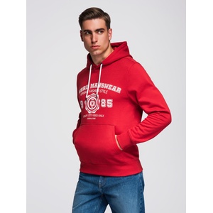 Ombre Clothing Мъжки суитшърт с качулка и университетски печат - червен V1 B1714 Ombre Clothing Ombre Clothing | Cherven | МЪЖЕ | S