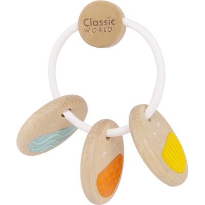 Teddies Chrastítko klíče dřevo/plast v krabičce 12x16x8cm