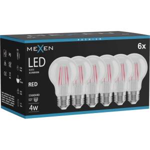 Mexen Vintis 6x LED филaментна крушка E27, A60, 4W, 55 lm, червена - L150-E27-04XX-45x06 (L150-E27-04XX-45x06)