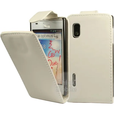LG Optimus L5 E610 Flip Калъф Бял + Протектор