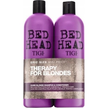 Tigi Therapy For Blondes set Bed Head Dumb Blonde Shampoo šampón pre blond vlasy 750 ml Dumb Blonde Conditioner kondicionér pre blond vlasy 750 ml